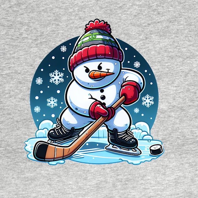 Snowman Ice Hockey - Winter Puck Wizard by SergioCoelho_Arts